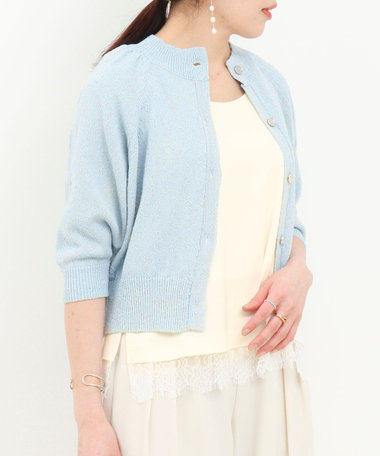 サテン×スムース裾レースタンクトップ