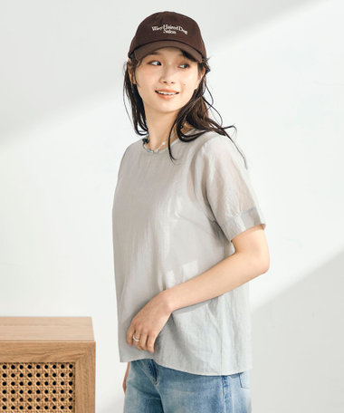 シアーレイヤード半袖ブラウス