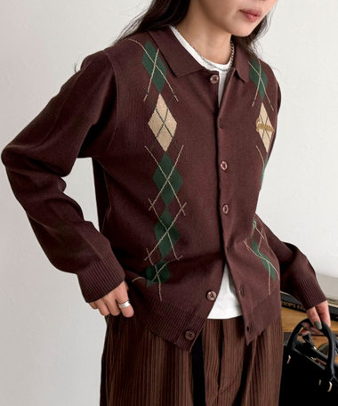 【GEVACO/ゲバコ】アーガイルニットカーディガン