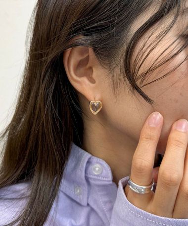 クリアハートワンタッチピアス