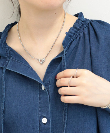 ハートフックステンレスネックレス