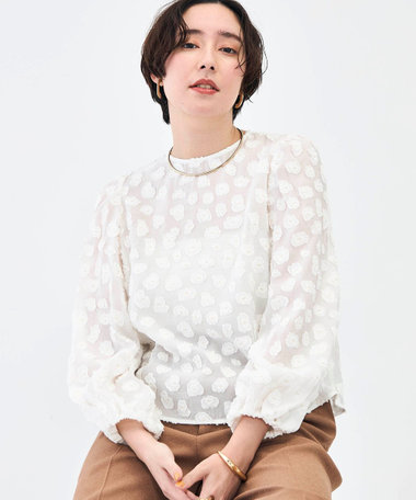 【KIRYU】ウォッシャブル花柄ジャガードブラウス