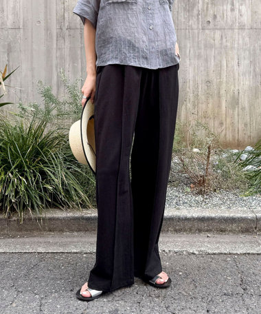 リネン混ハイゲージセンターシームパンツ