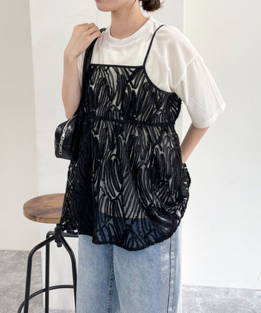 チュールバテンレースキャミビスチェ