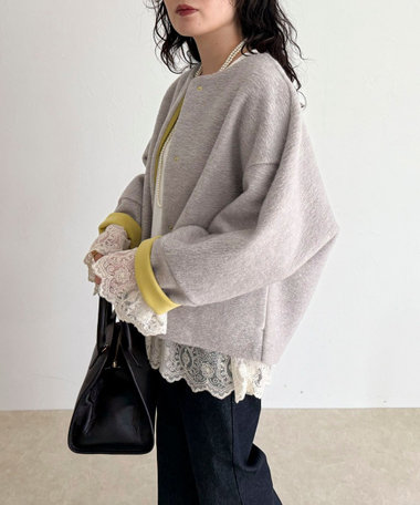 イタリアンエアリーノーカラーブルゾン