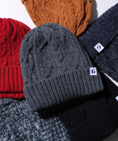 【GLOSTER/グロスター】裏ボア ケーブルワッチ ニット帽