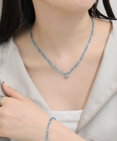 ビーズ×ハートトップネックレス