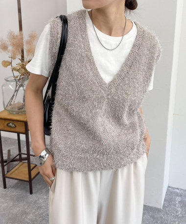 【WEB限定カラーあり】ポリフェザーニットベスト