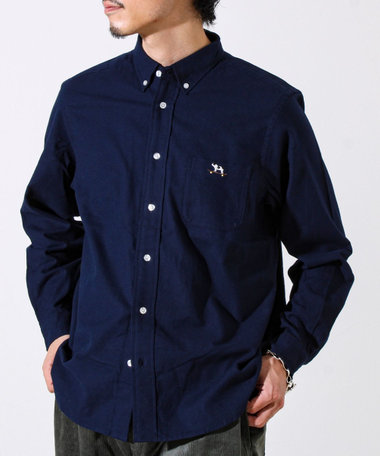 【定番フレブルシリーズ】フレンチブルドッグ刺繍 ボタンダウンネルシャツ