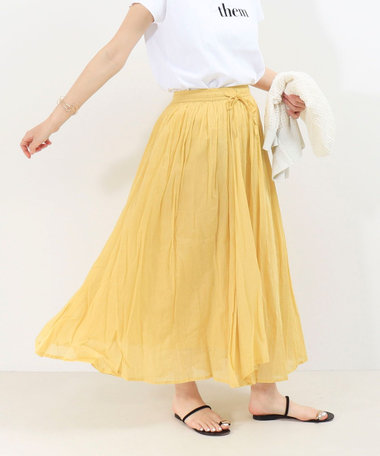 綿ボイルエアリーギャザースカート
