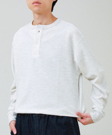 ワッフルヘンリーネックロンＴ