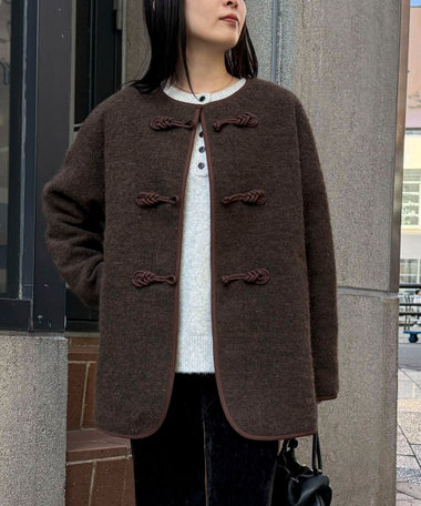 圧縮ニットチャイナコート