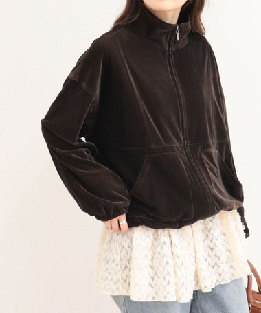 ［FREDY＆GLOSTER限定 TIME SALE！］ベロアフルジップブルゾン