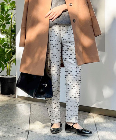 《セットアップ対応》ウォッシャブルリボンジャガードタックテーパードパンツ