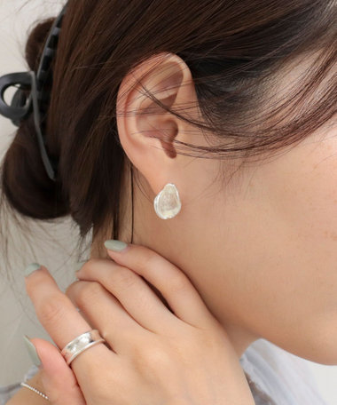 フェイクストーンチタンポストピアス