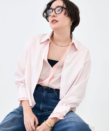 ウォッシャブルレイヤード風ショート丈シャツ