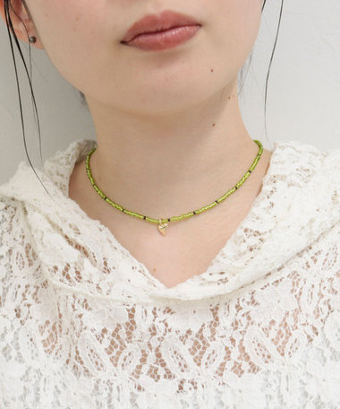 ビーズ×ハートトップネックレス