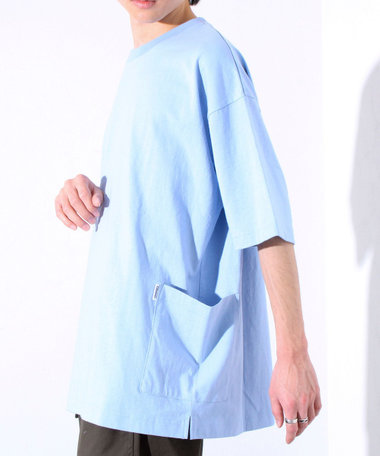［WEB限定 TIME SALE！］【GLOSTER/グロスター】バックステッチ サイドポケットTシャツ ビックシルエット