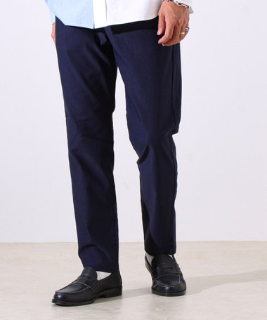 ノーリーズライト　パンツスーツ　紺 RELAX TAPERED】【年間】ノーカラー ホック留めパンツスーツ