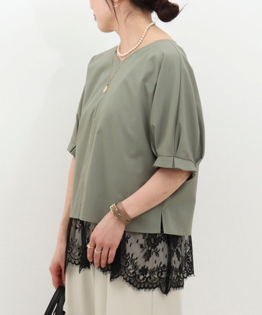 カルゼストレッチソデタックブラウス