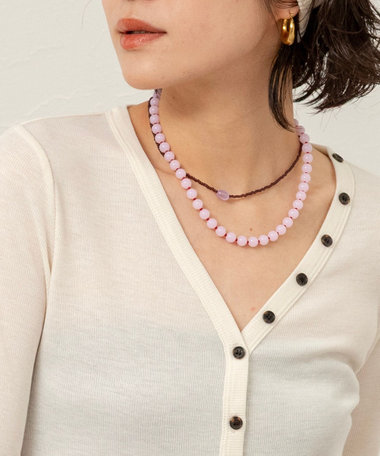 【MAQWEL/マクウェル】ツートンビーズネックレス