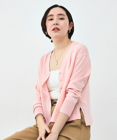 【一部WEB限定カラー】《手洗い可能》エアリータッチゆったりVネックカーディガン