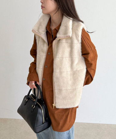 ボーダーキルトファーベスト