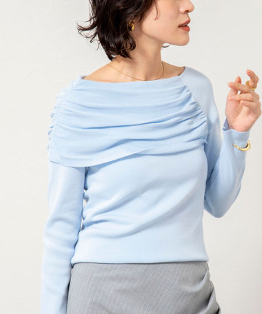 《手洗い可能》イレギュラーネックオフショルプルオーバー