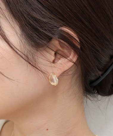 フェイクストーンチタンポストピアス