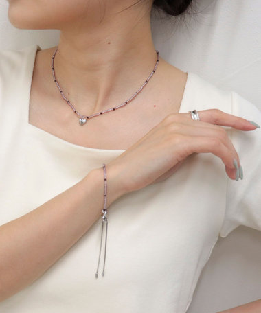 ビーズ×ハートトップネックレス