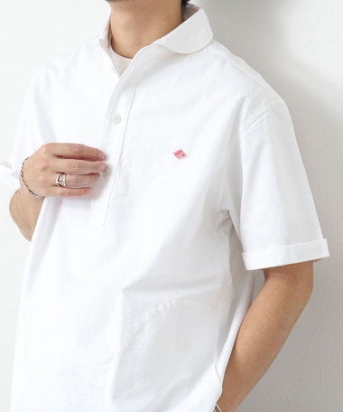 DANTON 半袖ポロシャツ 36 ホワイト DANTON [ダントン] W LINEN CLOTH ROUND COLLAR P.O SHIRT S/S
