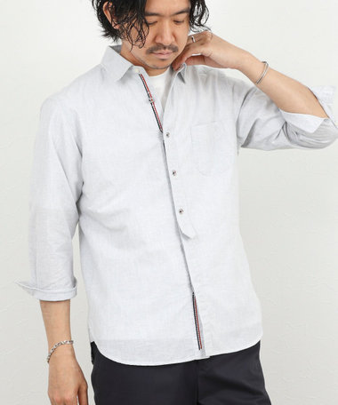 綿麻パラシュートボタン7分袖シャツ 26SS