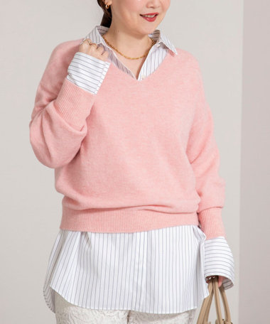 《手洗い可能》アルパカ混Vネックプルオーバー