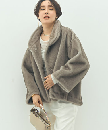 美品【ノーリーズソフィ】ノーカラーアンゴラコート40号 美品【ノーリーズソフィ】ノーカラーアンゴラコート40号 美品