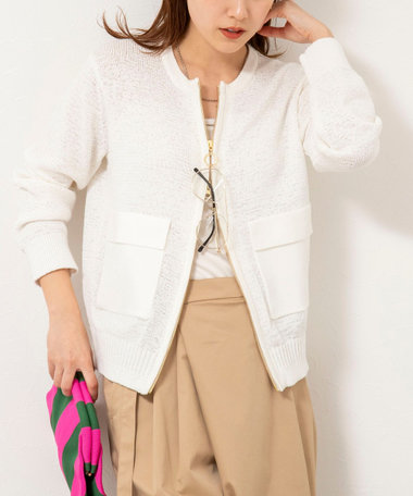 《手洗い可能》テープヤーンZIP UPカーディガン