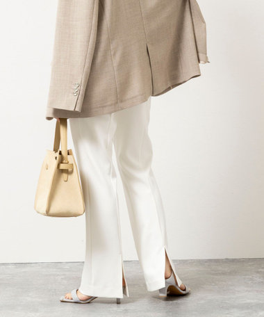 ウォッシャブルカットジョーゼットスリットパンツ