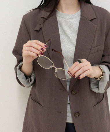 細メタルスクエアメガネ