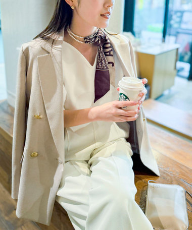 《セットアップ対応》ウォッシャブルハイスペック麻調ダブルジャケット