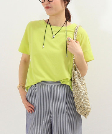 袖口ダブル麻調カットT