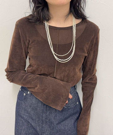 パール3連ロングネックレス