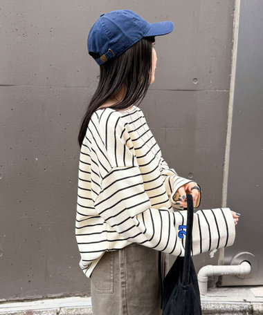 ニットソーボーダーBIGプルオーバー