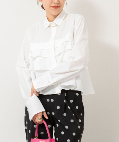【MARILYN MOON/マリリーンムーン】layered raffle blouse