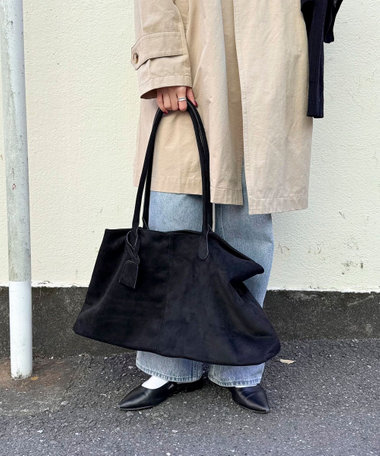 フェイクスエードワイドトートバッグ