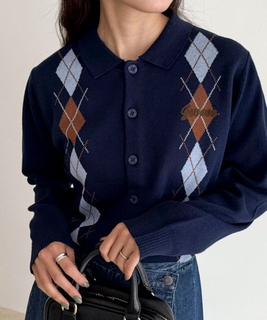 【GEVACO/ゲバコ】アーガイルニットカーディガン