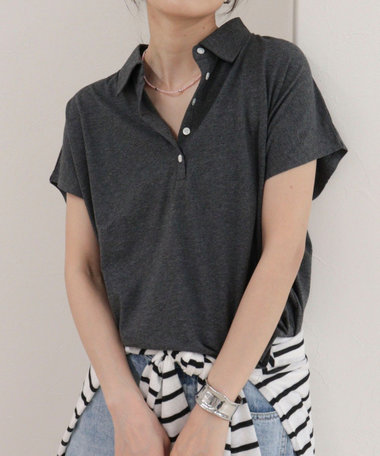 クロップドルーズポロ衿Tシャツ