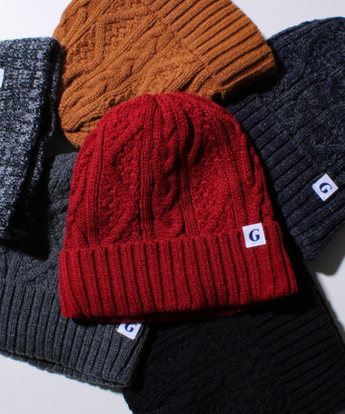 【GLOSTER/グロスター】裏ボア ケーブルワッチ ニット帽