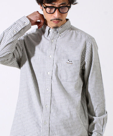 【定番フレブルシリーズ】フレンチブルドッグ刺繍 ボタンダウンネルシャツ