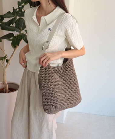 バックルハンドルクロッシェトートバッグ