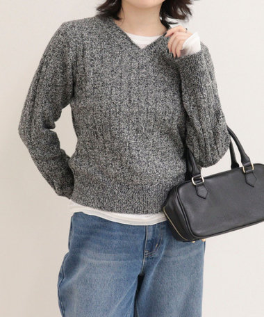 ［FREDY＆GLOSTER限定 TIME SALE！］FR刺しゅうケーブル柄Vネックニットプルオーバー