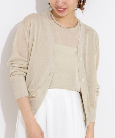 《手洗い可能/アンサンブル対応》ラメVネックカーディガン